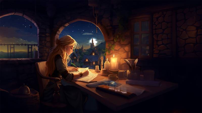 Cozy & Calm Fantasy Room Night Scene