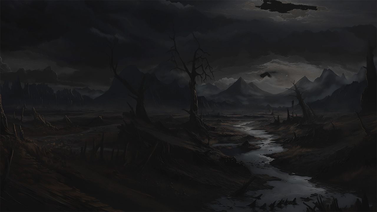 Midnight Desolate Valley Scene